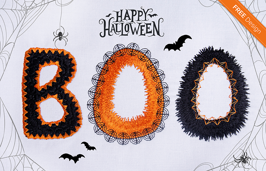 Halloween lettering BOO embroidery design