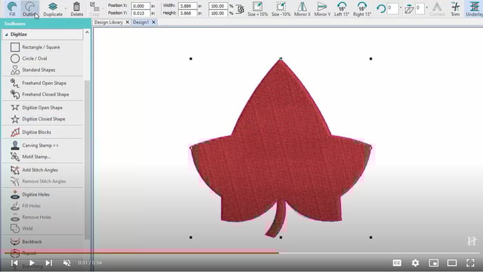 Digitize Closed Shape Tool in Hatch Embroidery 3