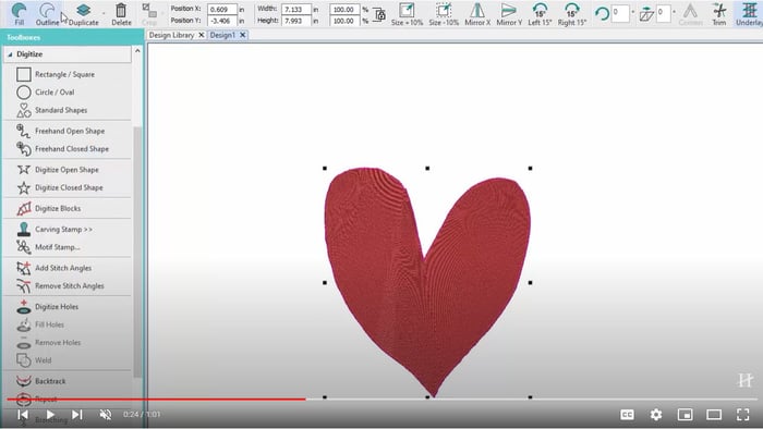 Freehand Closed Shape Tool in Hatch Embroidery 3