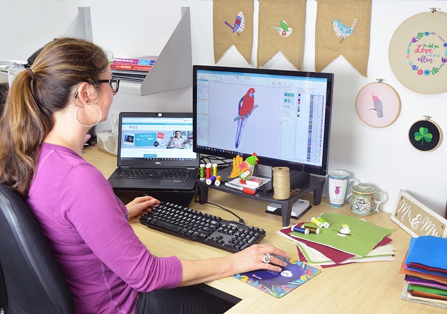 machine embroidery business from home work area