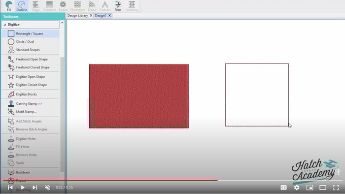 Rectangle / Square Tool in Hatch Embroidery 3