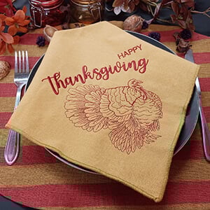 Thanksgiving turkey Redwork embroidery