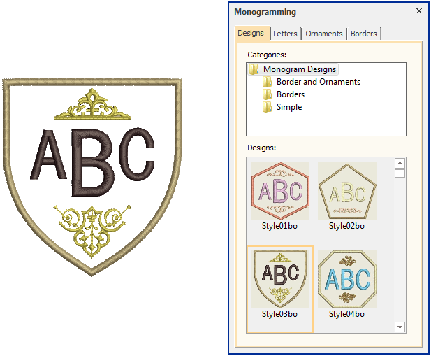 choose monogram design