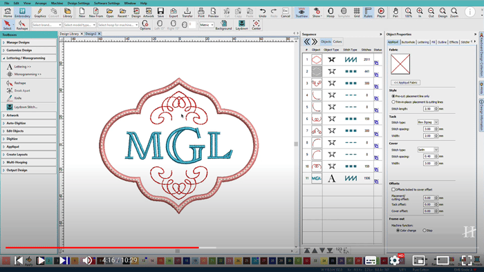 9. Creating Monograms in Hatch Embroidery 3